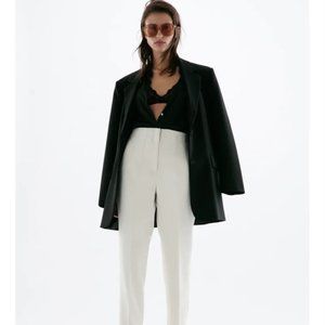 ZARA HIGH WAISTED PANTS IN OYSTER WHITE